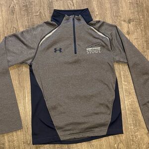 UW Stout Under Armour Charcoal and Navy Quarter-Zip